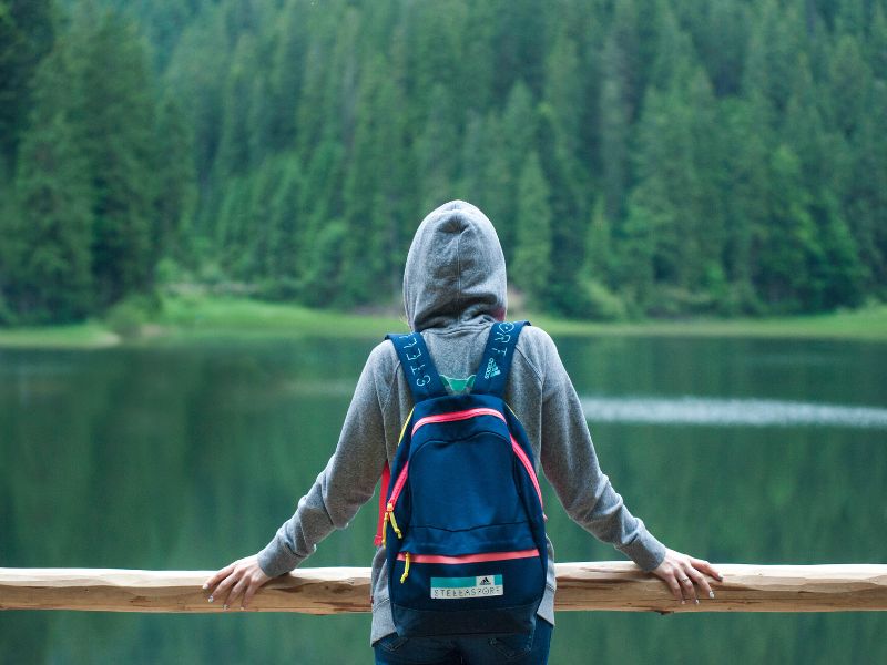 alone-time-outdoors-lake-forest-backpack